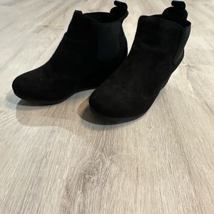 Black wedge booties